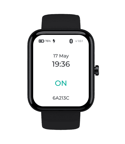 Hyfe CoughMonitor wearable device displaying cough monitoring status